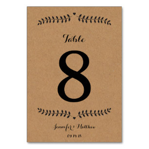 Kraft Table Number / Wedding Table Number Kraft