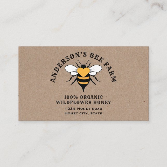 Kraft vintage bee  honey jar business card (Front)