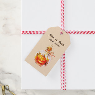 Kraft Vintage Halloween Jack O Lantern Bottle Gift Tags