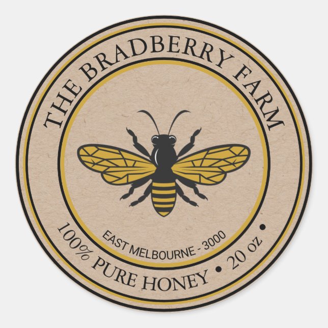 Kraft Vintage Style Bee Honey Label (Front)
