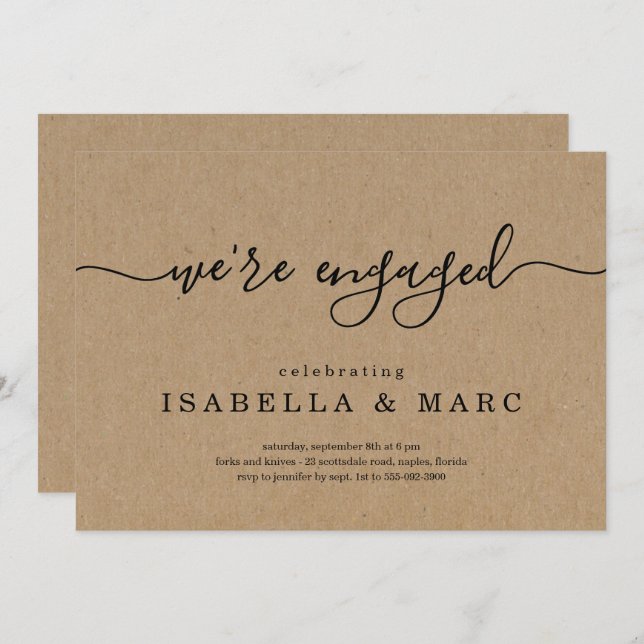 Kraft We're Engaged Engagement Party Invitation (Front/Back)