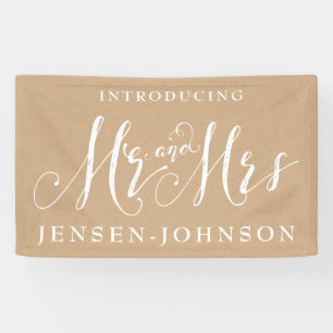 Kraft White Neutral Mr & Mrs Wedding Banner Decor
