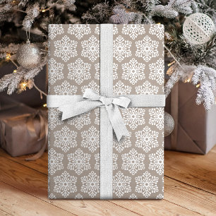 Kraft White Snowflakes Christmas Holiday Wrapping Paper