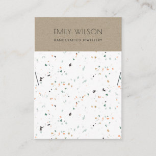 KRAFT WHITE TERRAZZO TEXTURE NECKLACE DISPLAY LOGO BUSINESS CARD