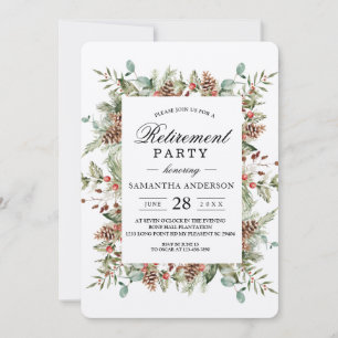 Kraft Winter Green Pine Cone Frame Invitation