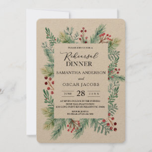 Kraft Winter Leaf Frame Greenery Invitation