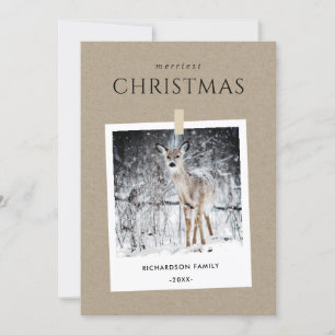 KRAFT WINTER PHOTO SNOW DEER MERRIEST CHRISTMAS HOLIDAY CARD