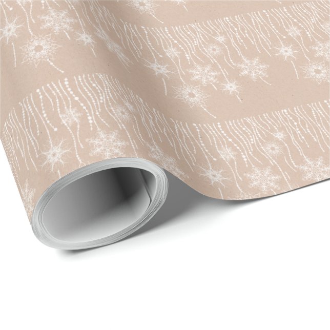 Kraft Winter White Christmas Elegant  Wrapping Paper (Roll Corner)