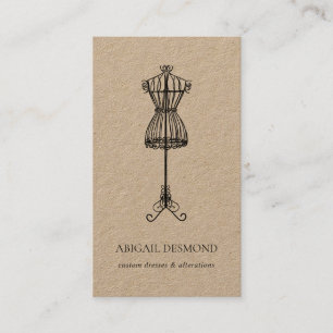 Kraft Wire Dress Form Seamstress Sewing Alteration Business Card