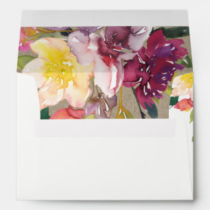 KRAFT YELLOW BLUSH BURGUNDY FLORAL BUNCH ADDRESS ENVELOPE