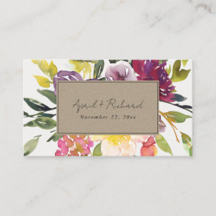 KRAFT YELLOW BLUSH BURGUNDY FLORAL WEDDING WEBSITE BUSINESS CARD