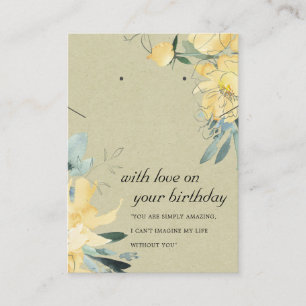 KRAFT YELLOW FLORAL BIRTHDAY NECKLACE EARRING CARD
