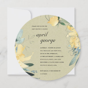 KRAFT YELLOW GREEN FLORAL BABY SHOWER INVITE