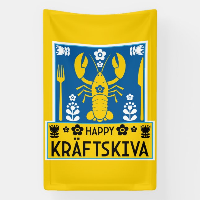 Kräftskiva - Swedish Crayfish Party Banner (Vertical)
