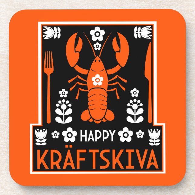 Kräftskiva - Swedish Crayfish Party Coaster (Front)