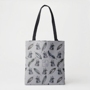 Krähen Crows Raben Federn mit Initialen Tote Bag