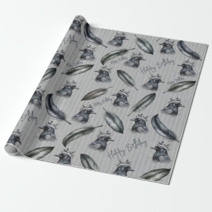 Krähen Raben Crows Federn Feathers Eigener Text Wrapping Paper