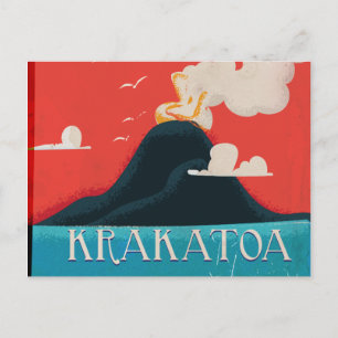 Krakatoa Vintage Vacation Poster Art Postcard