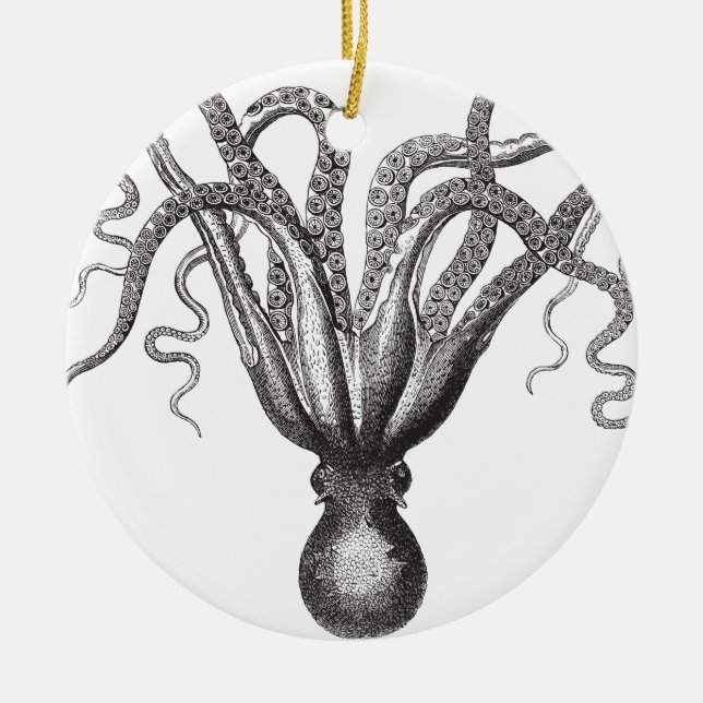 Krake / The Kraken Ceramic Tree Decoration (Front)