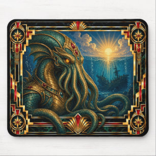 Kraken, Art Deco Mythical Mouse Pad