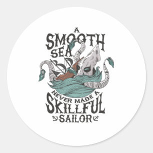 Kraken Attacks Boat Classic Round Sticker