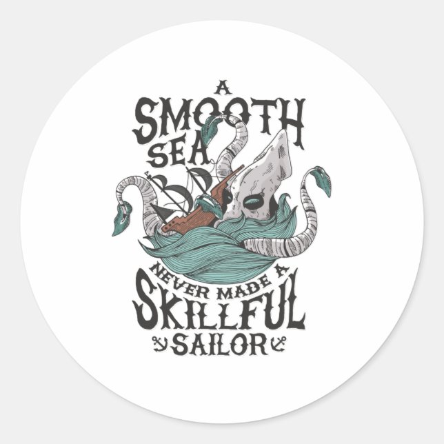 Kraken Attacks Boat Classic Round Sticker (Front)
