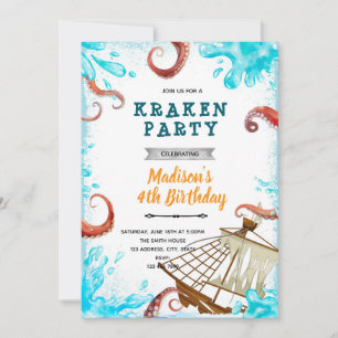 Kraken birthday invitation