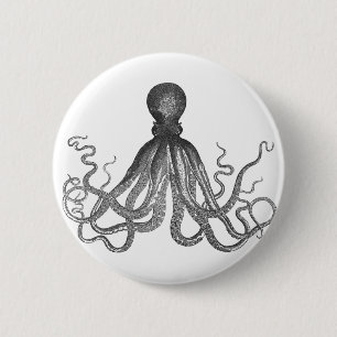 Kraken - Black Giant Octopus / Cthulu 6 Cm Round Badge