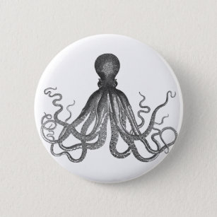 Kraken - Black Giant Octopus / Cthulu 6 Cm Round Badge