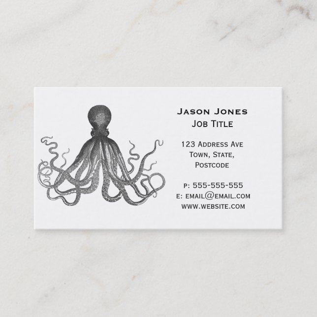 Kraken - Black Giant Octopus / Cthulu Business Card (Front)