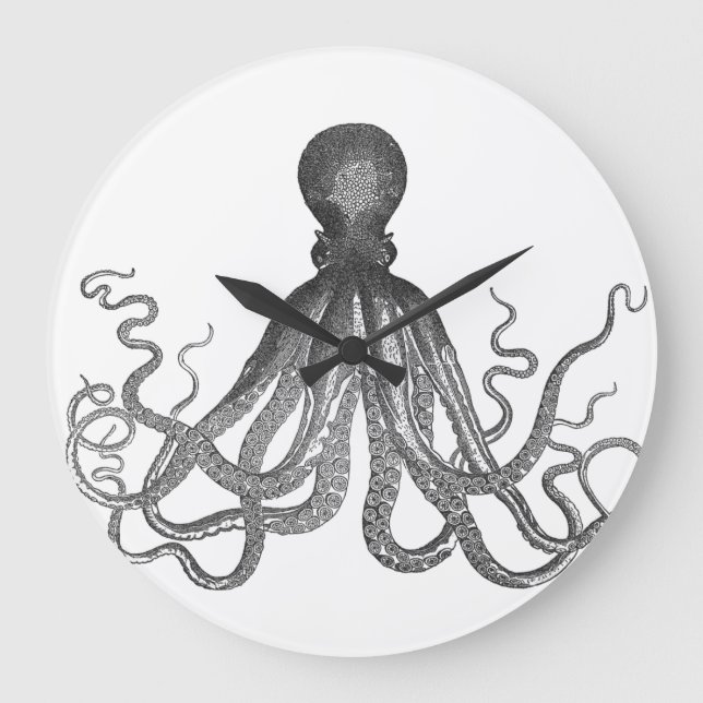 Kraken - Black Giant Octopus / Cthulu Large Clock (Front)