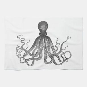 Kraken - Black Giant Octopus / Cthulu Tea Towel