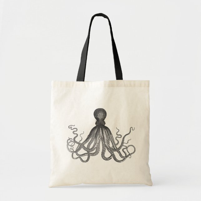Kraken - Black Giant Octopus / Cthulu Tote Bag (Front)