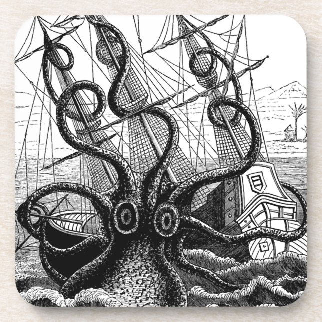 Kraken Eatting a Sailing Ship Coaster (Front)