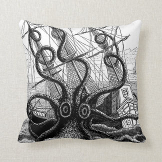 Kraken Eatting a Sailing Ship Cushion