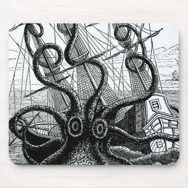 Kraken Eatting a Sailing Ship Mouse Pad (Front)
