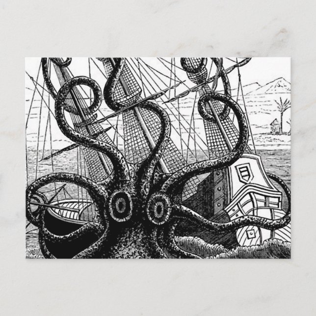 Kraken Eatting a Sailing Ship Postcard (Front)