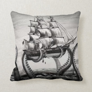 Kraken Holding Pirate/Sailing Ship 20" Pillow