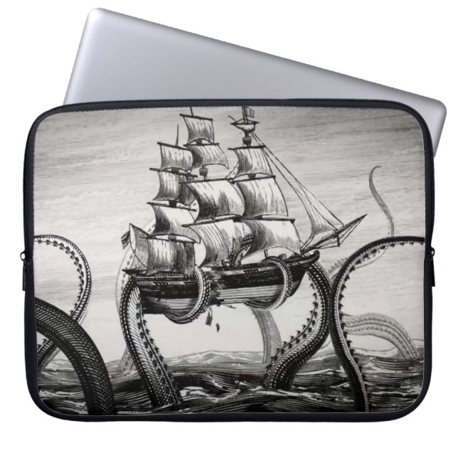 Kraken Holding Up A Pirate/Sailing Ship 15" Sleeve (Front)