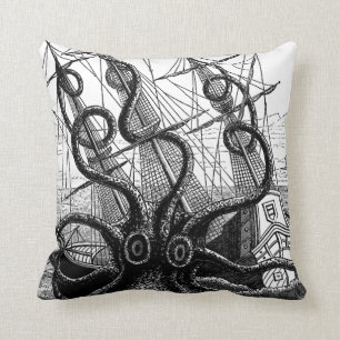 Kraken/Octopus Eatting A Pirate Ship, 20" Pillow