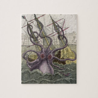 Kraken/Octopus Eatting A Pirate Ship, Colour Jigsaw Puzzle