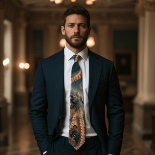 Kraken Octopus Navy Gold Nautical Tie