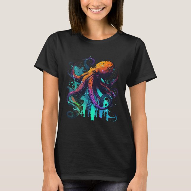 Kraken Octopus Sailing Ocean T-Shirt (Front)