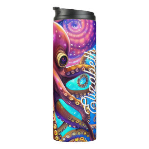 Kraken Octopus with Personalised Name Thermal Tumbler