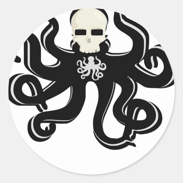 KRAKEN SKULL TATTOO ART PRINT CLASSIC ROUND STICKER (Front)