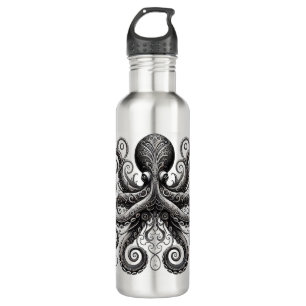 Kraken Steampunk Octopus Ornate Black 710 Ml Water Bottle