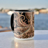 Kraken Steampunk Octopus Ornate Gold and Black