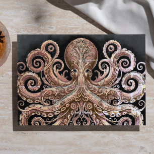Kraken Steampunk Octopus Ornate Gold Black Tissue Paper