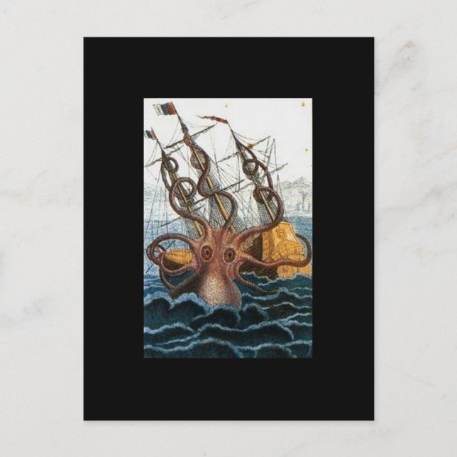 Kraken Steampunk Octopus Vintage Postcard (Front)