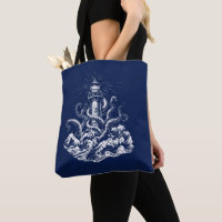Kraken Swallowing a Light House illustration